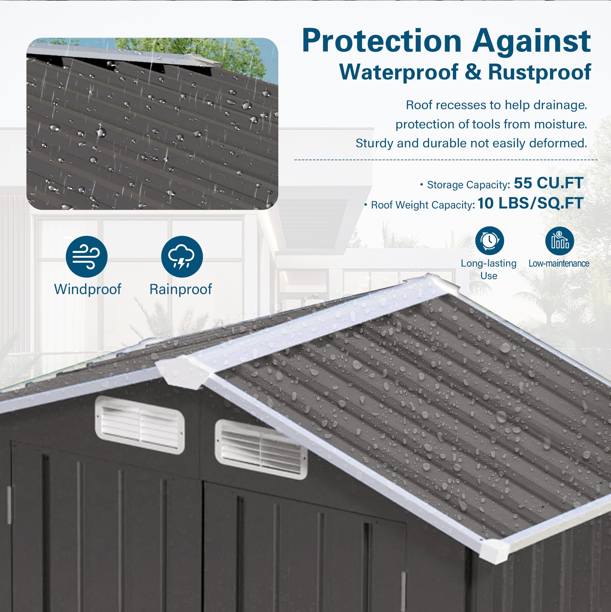 5x3 Ft Metal Outdoor Storage Shed, Gray 2 - BuyStorageShed.com 5x3 Ft Metal Outdoor Storage Shed, Gray