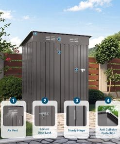 5x3 Ft Metal Outdoor Storage Shed, Gray 10 - BuyStorageShed.com 5x3 Ft Metal Outdoor Storage Shed, Gray