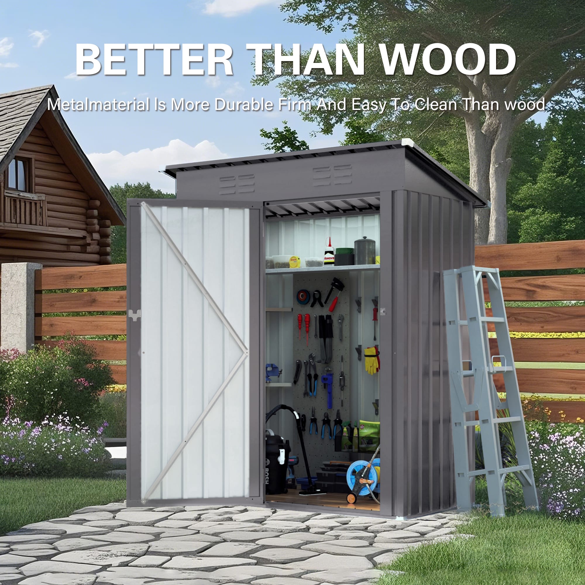 5x3 Ft Metal Outdoor Storage Shed, Gray 5 - BuyStorageShed.com 5x3 Ft Metal Outdoor Storage Shed, Gray