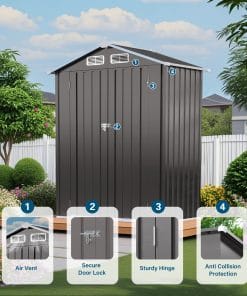 5x3 Ft Metal Outdoor Storage Shed