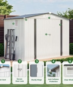 8x6 FT Metal Outdoor Storage Shed