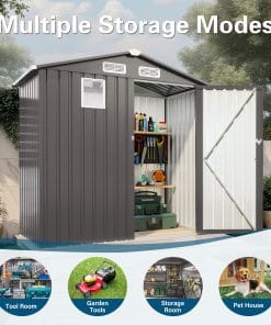 6×4 FT Metal Outdoor Storage Shed, Gray 11 - BuyStorageShed.com 6×4 FT Metal Outdoor Storage Shed, Gray