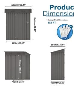 5x3 Ft Metal Outdoor Storage Shed, Gray 13 - BuyStorageShed.com 5x3 Ft Metal Outdoor Storage Shed, Gray