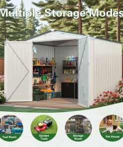 8x6 FT Metal Outdoor Storage Shed