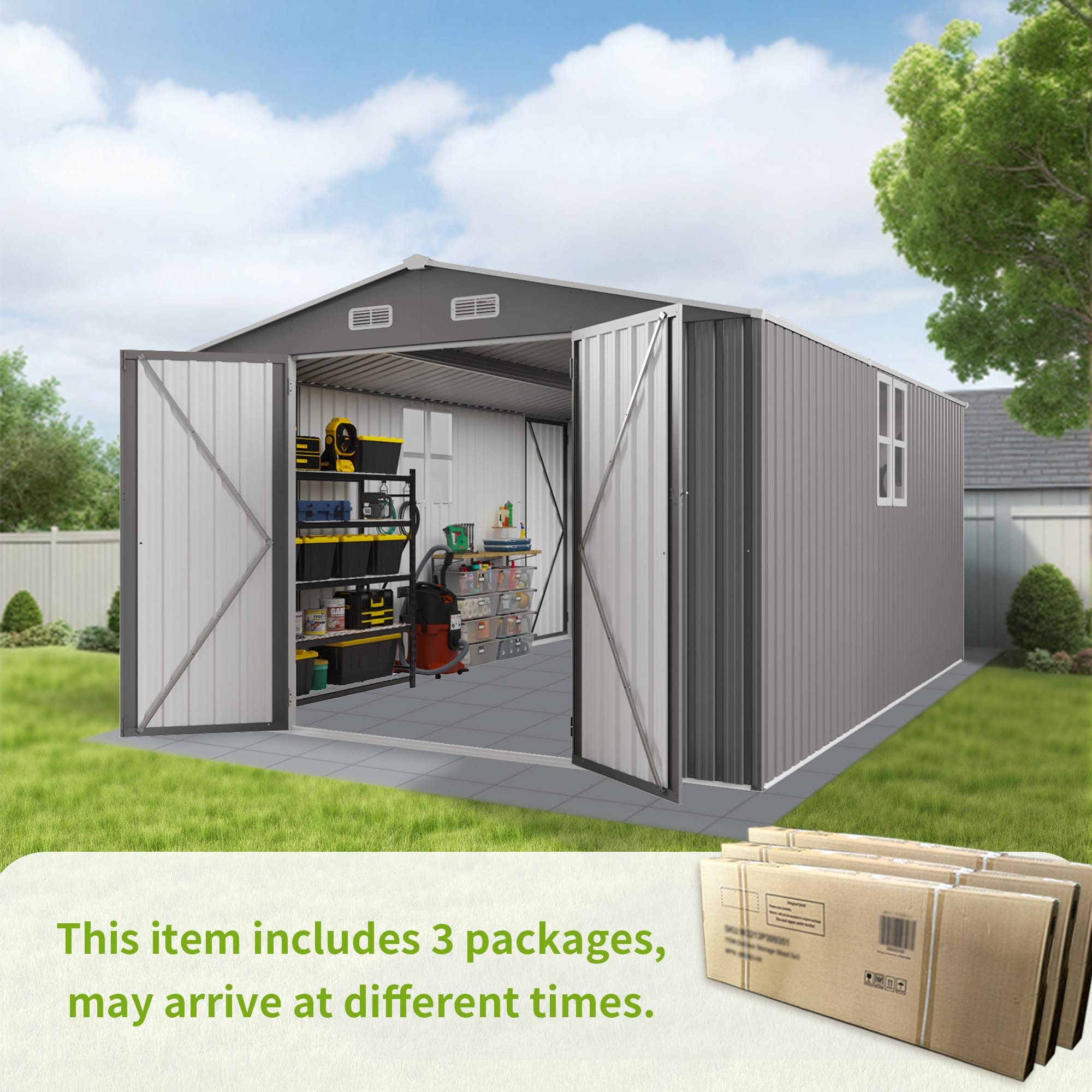 10x14 FT Outdoor Metal Storage Shed 8 - BuyStorageShed.com 10x14 FT Outdoor Metal Storage Shed
