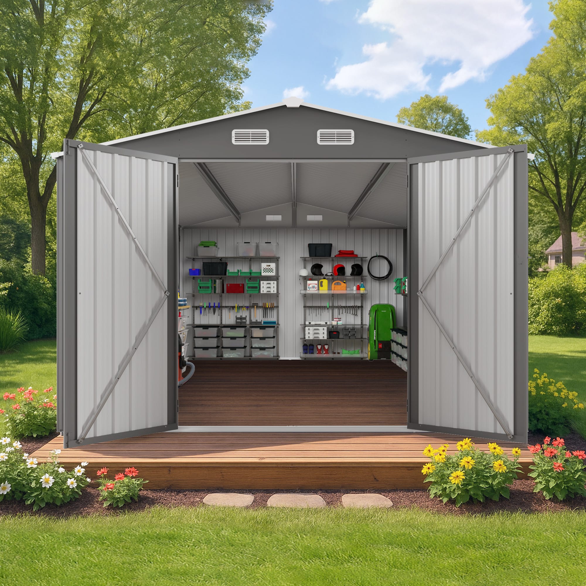 10x14 FT Outdoor Metal Storage Shed 10 - BuyStorageShed.com 10x14 FT Outdoor Metal Storage Shed