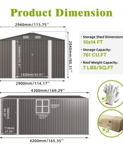 10x14 FT Outdoor Metal Storage Shed 20 - BuyStorageShed.com 10x14 FT Outdoor Metal Storage Shed