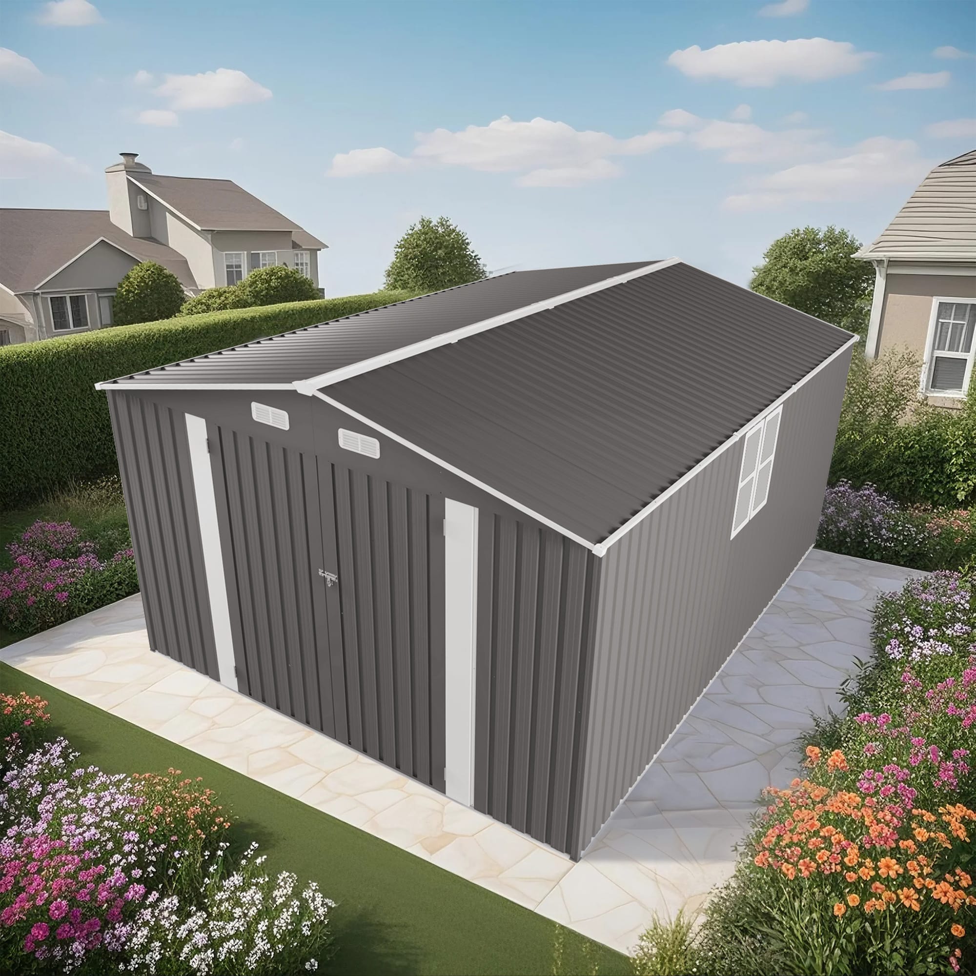 10x14 FT Outdoor Metal Storage Shed 11 - BuyStorageShed.com 10x14 FT Outdoor Metal Storage Shed