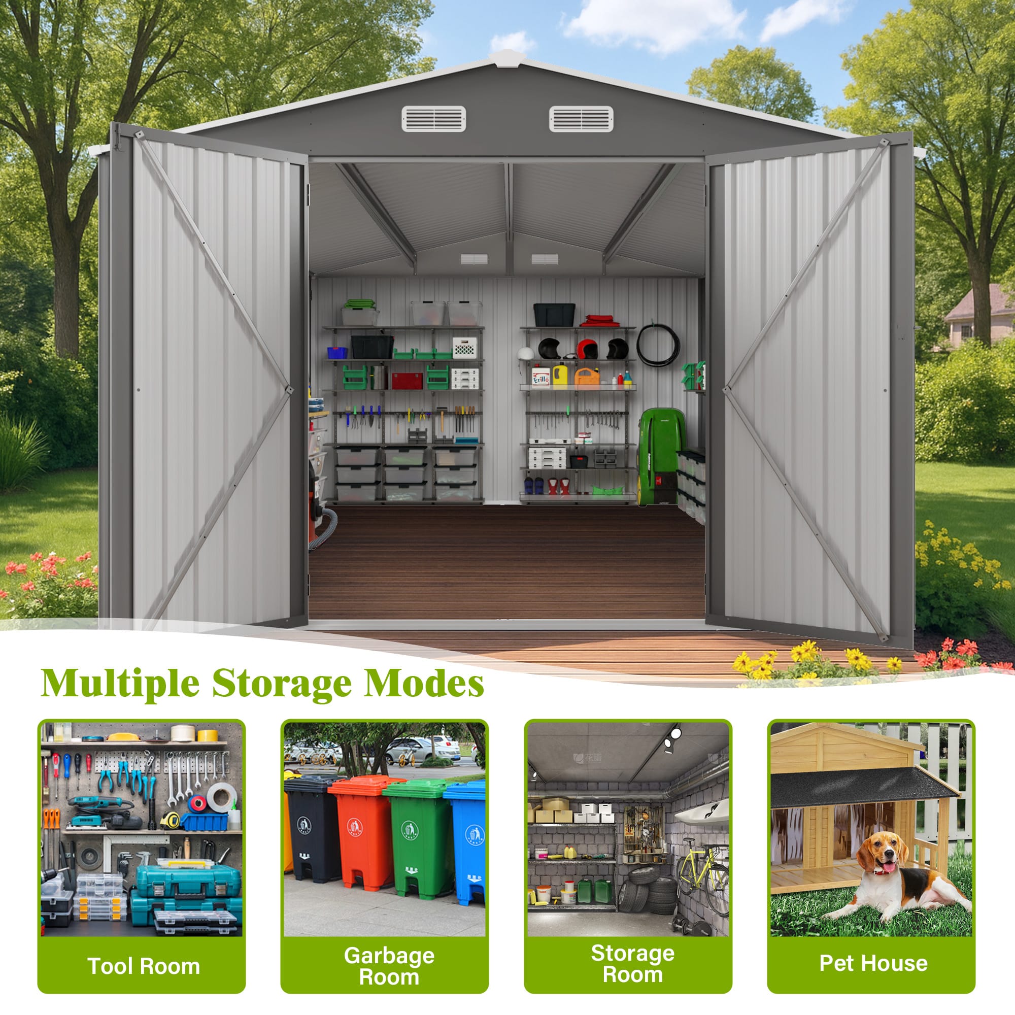 10x14 FT Outdoor Metal Storage Shed 5 - BuyStorageShed.com 10x14 FT Outdoor Metal Storage Shed