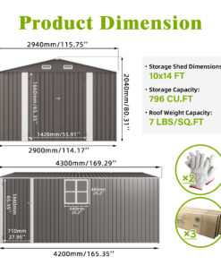 10x14FT Outdoor Metal Storage Shed 18 - BuyStorageShed.com 10x14FT Outdoor Metal Storage Shed