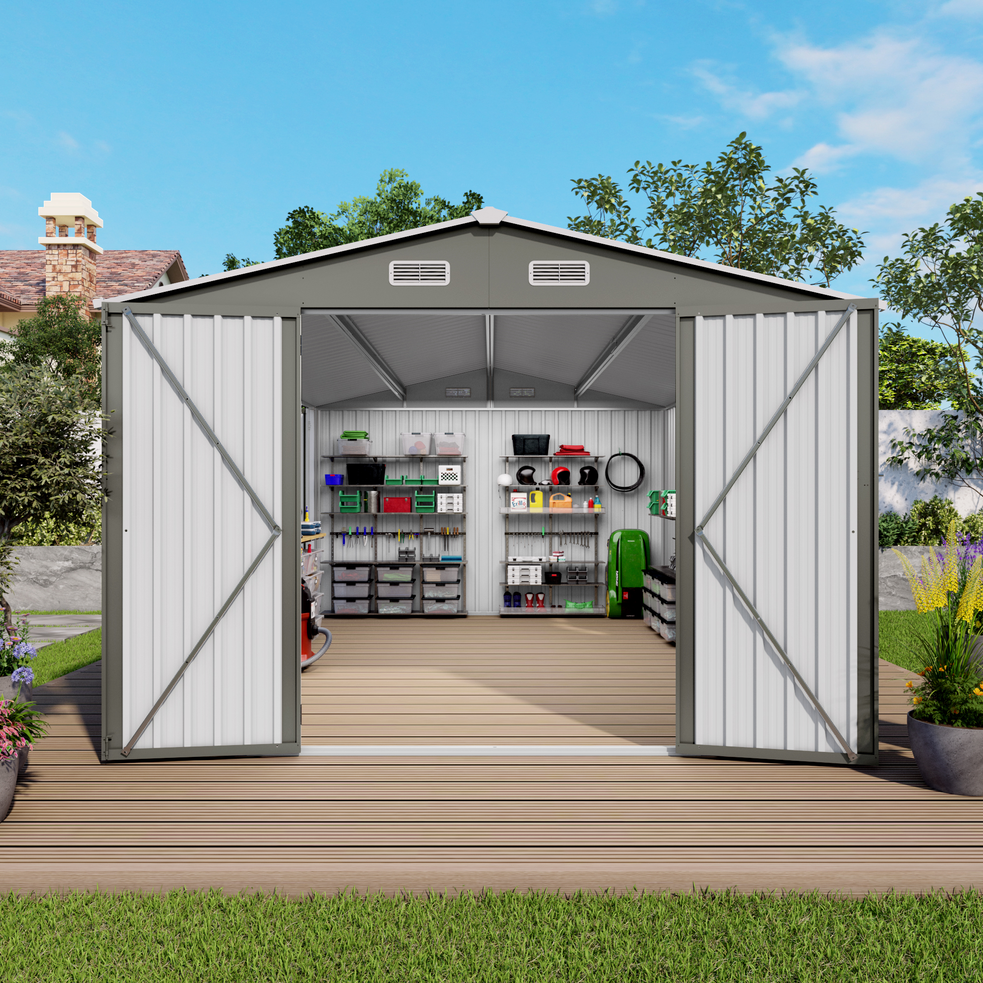 10x14FT Outdoor Metal Storage Shed 9 - BuyStorageShed.com 10x14FT Outdoor Metal Storage Shed
