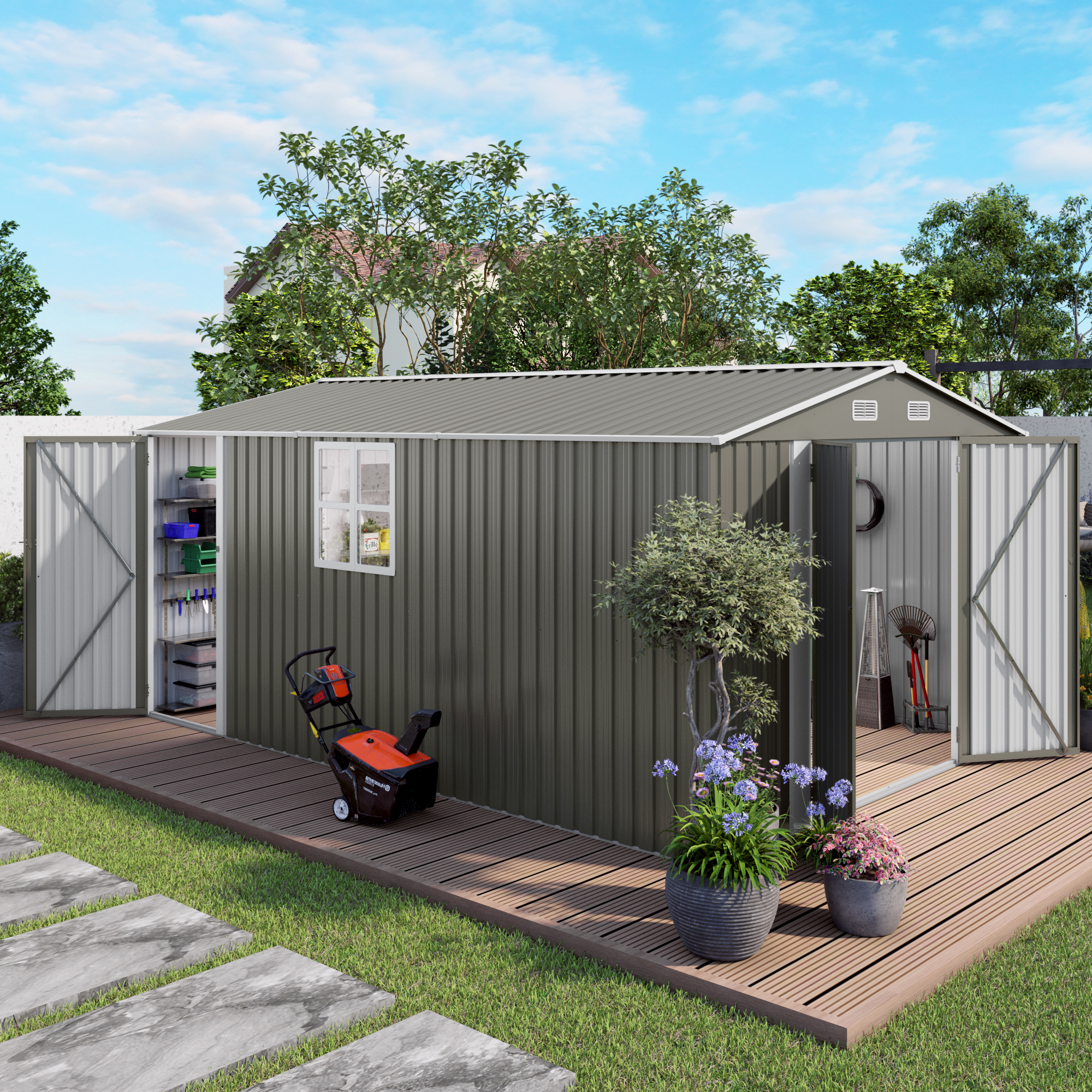 10x14FT Outdoor Metal Storage Shed 1 - BuyStorageShed.com 10x14FT Outdoor Metal Storage Shed