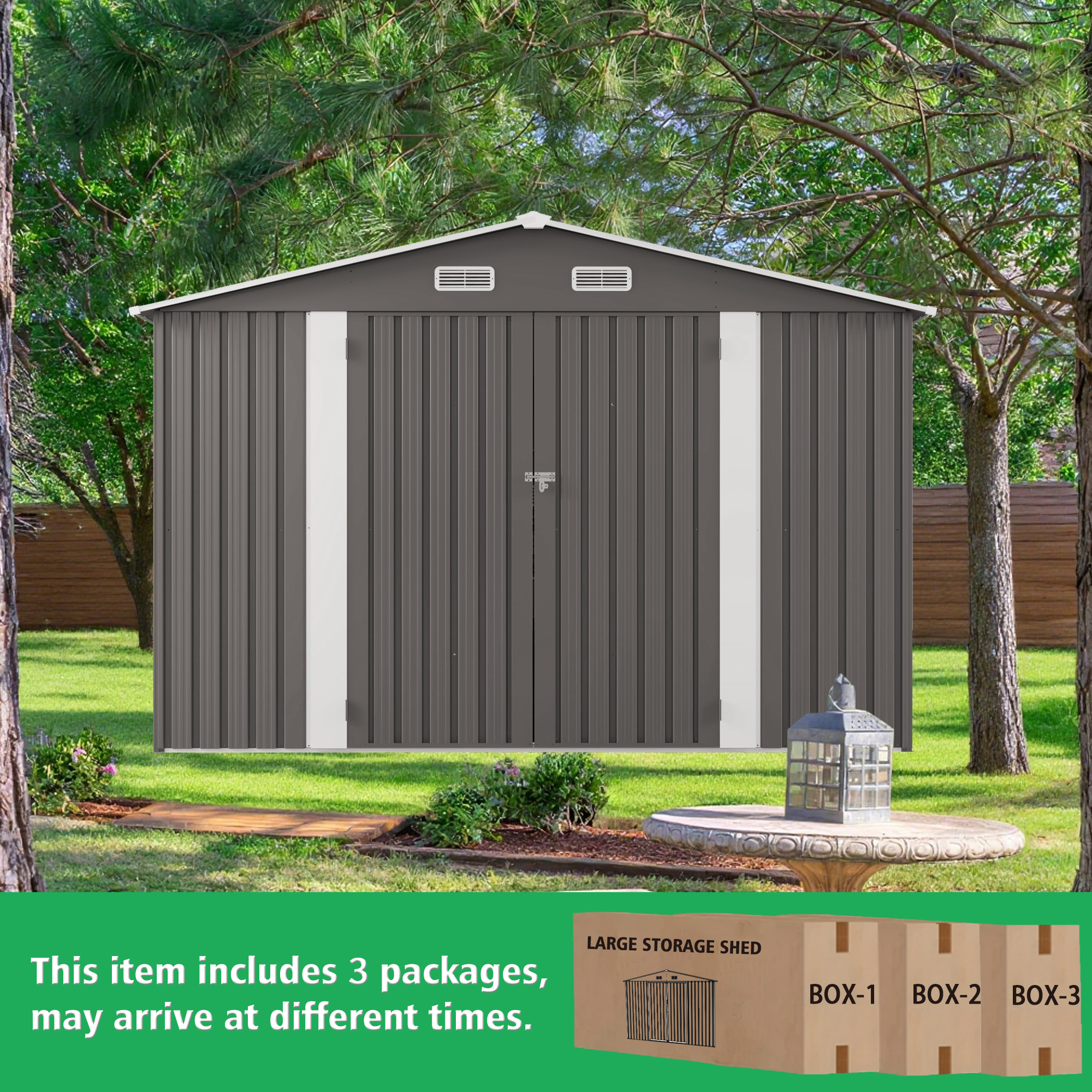 10x12FT Large Metal Outdoor Storage Shed 9 - BuyStorageShed.com 10x12FT Large Metal Outdoor Storage Shed