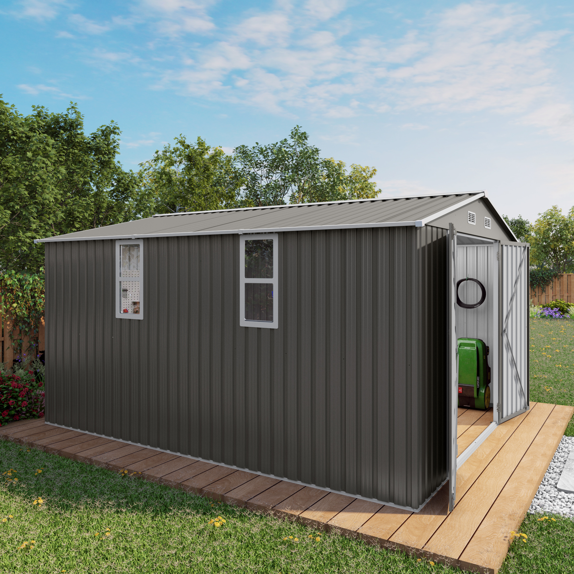 10x12FT Large Metal Outdoor Storage Shed 14 - BuyStorageShed.com 10x12FT Large Metal Outdoor Storage Shed