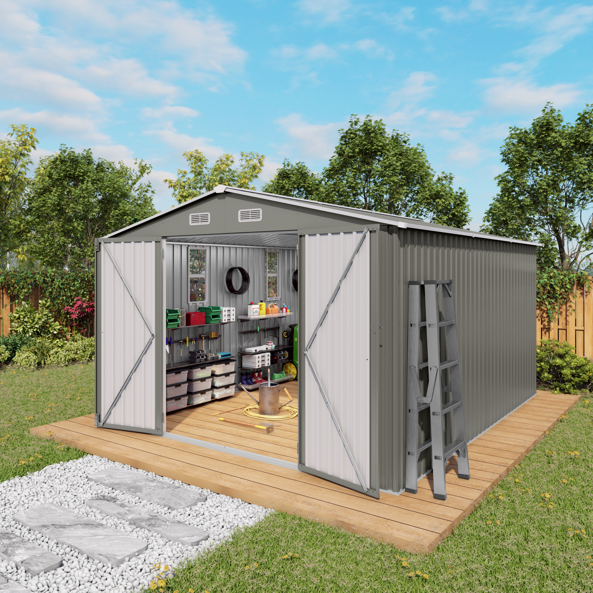 10x12FT Large Metal Outdoor Storage Shed 2 - BuyStorageShed.com 10x12FT Large Metal Outdoor Storage Shed