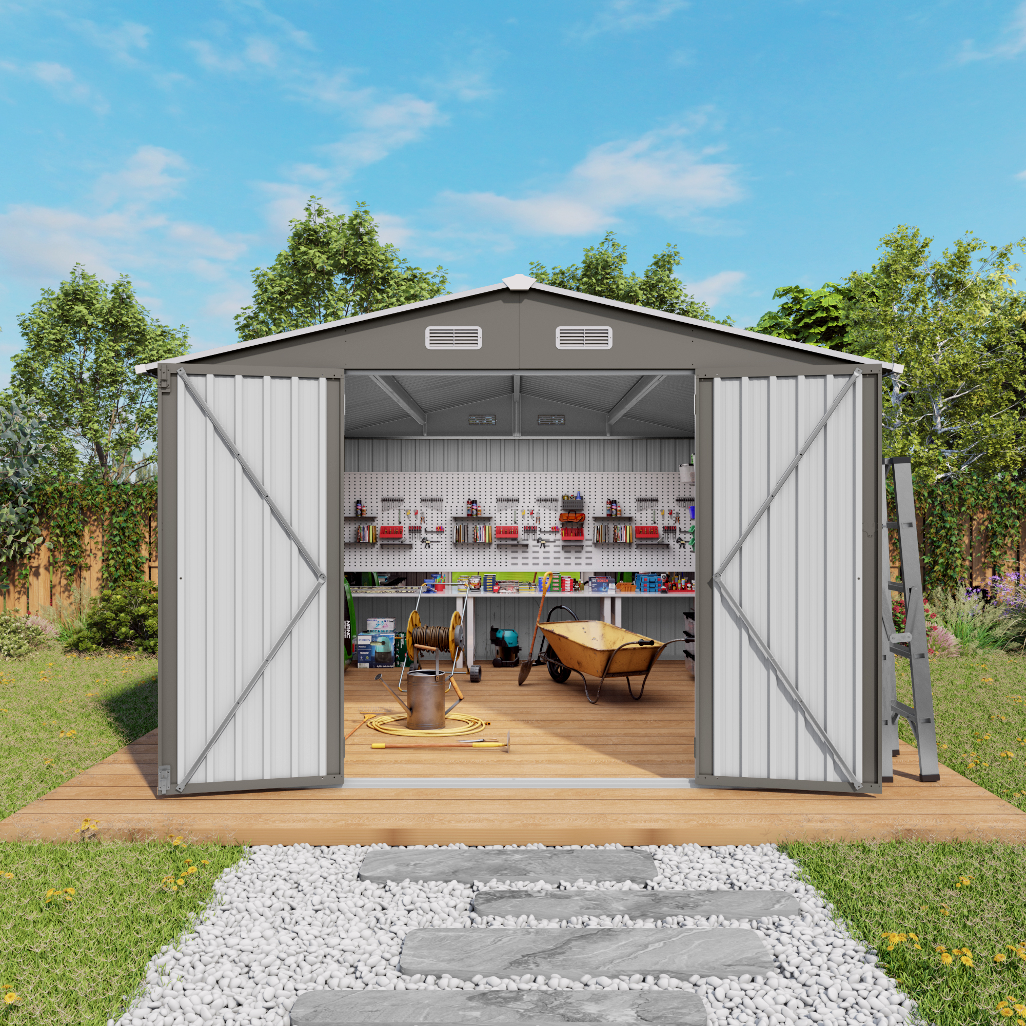 10x12FT Large Metal Outdoor Storage Shed 11 - BuyStorageShed.com 10x12FT Large Metal Outdoor Storage Shed