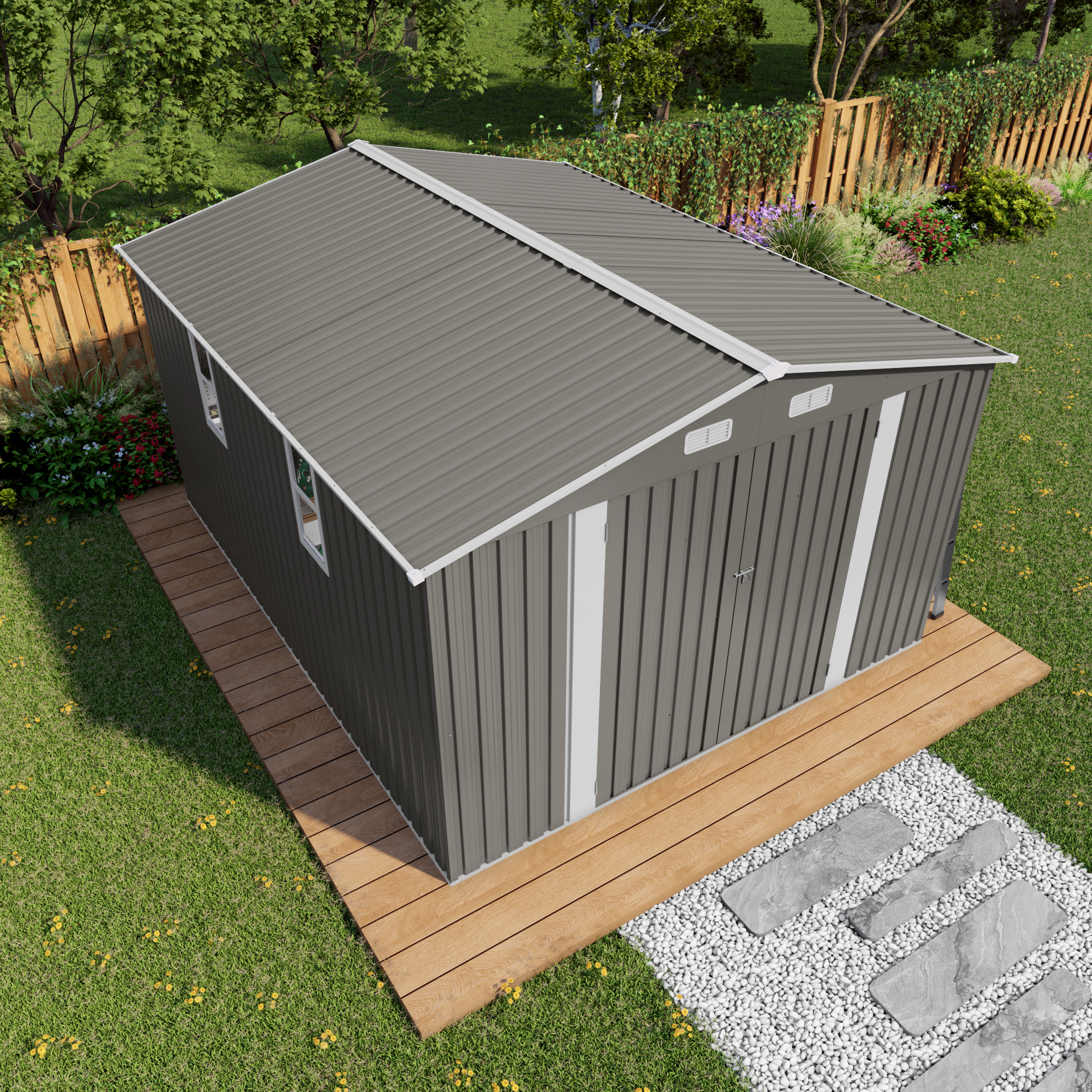 10x12FT Large Metal Outdoor Storage Shed 13 - BuyStorageShed.com 10x12FT Large Metal Outdoor Storage Shed