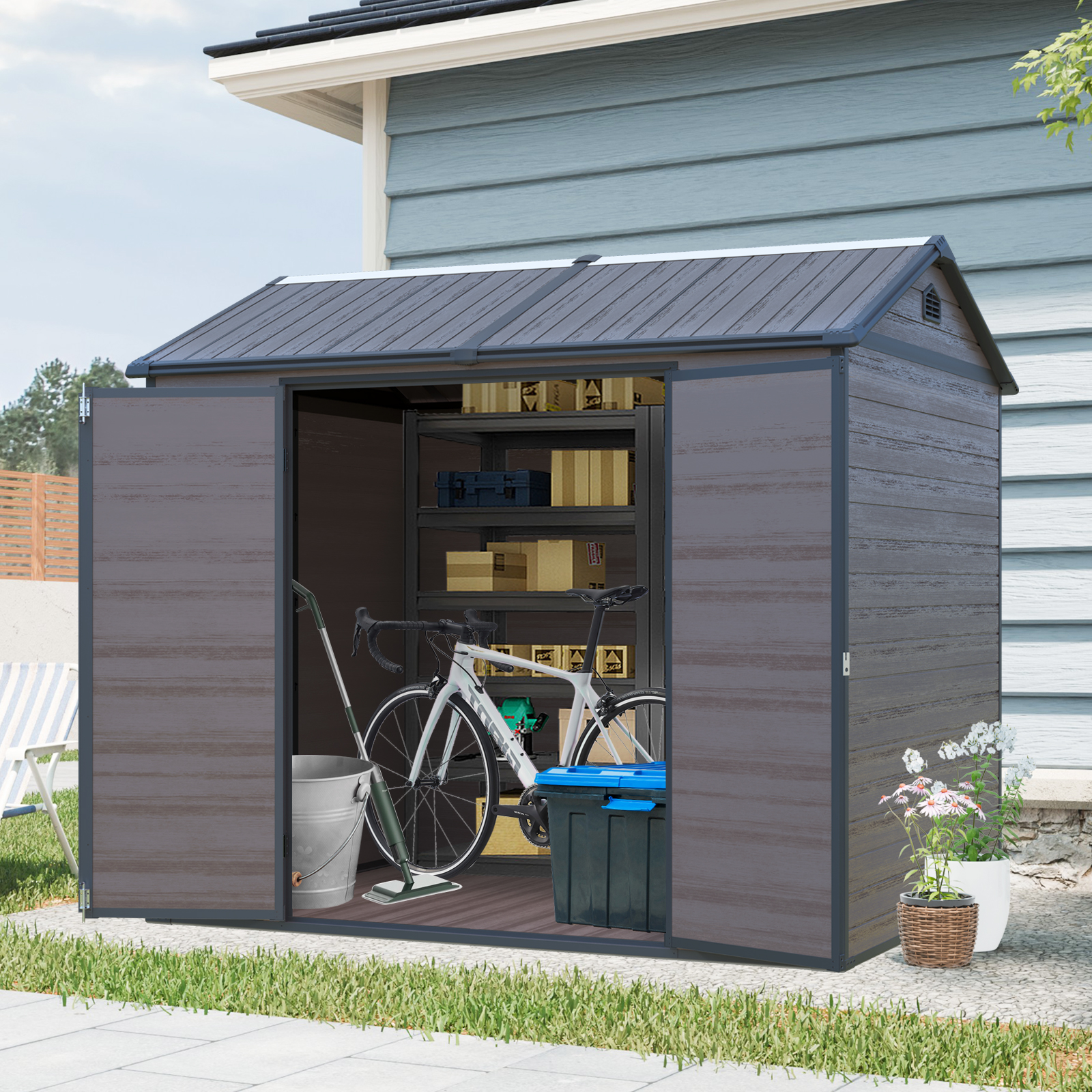 8x6 Ft Resin Outdoor Storage Shed 2 - BuyStorageShed.com 8x6 Ft Resin Outdoor Storage Shed