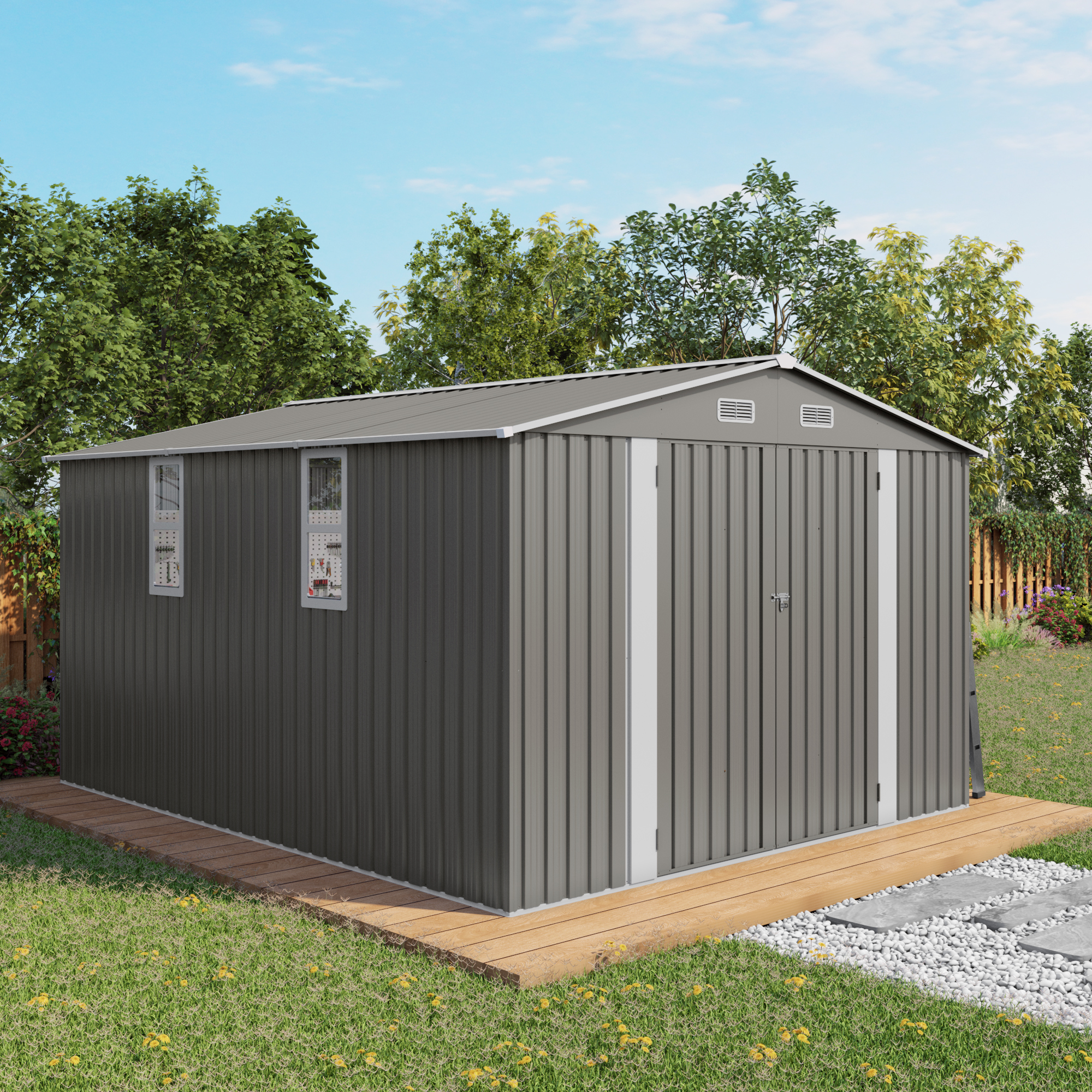 10x12FT Large Metal Outdoor Storage Shed 3 - BuyStorageShed.com 10x12FT Large Metal Outdoor Storage Shed