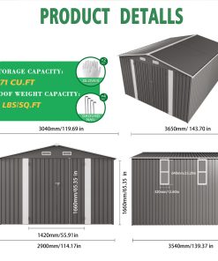 10x12FT Large Metal Outdoor Storage Shed 24 - BuyStorageShed.com 10x12FT Large Metal Outdoor Storage Shed