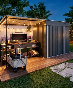 12x4FT Metal Lean To Shed With Pergola