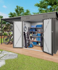 12x4FT Metal Lean To Shed With Pergola