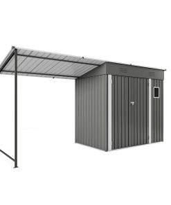 12x4FT Metal Lean To Shed With Pergola