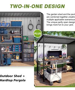 12x4FT Metal Lean To Shed With Pergola