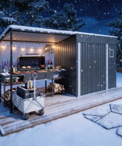 12x4FT Metal Lean To Shed With Pergola