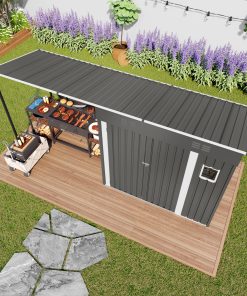 12x4FT Metal Lean To Shed With Pergola