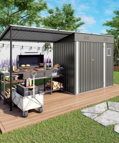 12x4FT Metal Lean To Shed With Pergola