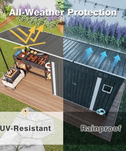 12x4FT Metal Lean To Shed With Pergola