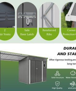 12x4FT Metal Lean To Shed With Pergola