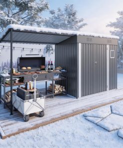 12x4FT Metal Lean To Shed With Pergola