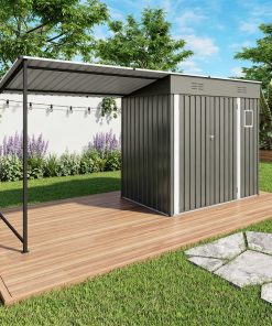 12x4FT Metal Lean To Shed With Pergola