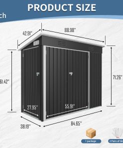 4x8 FT Galvanized Steel Outdoor Storage Shed