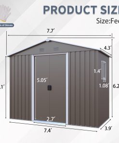8 x 4ft Outdoor Metal Storage Shed