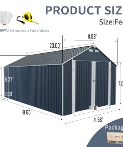 12×20 FT Metal Outdoor Storage Shed