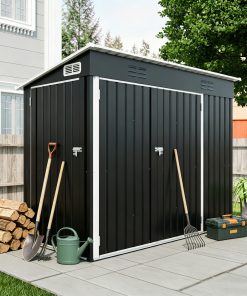 4x8 FT Galvanized Steel Outdoor Storage Shed