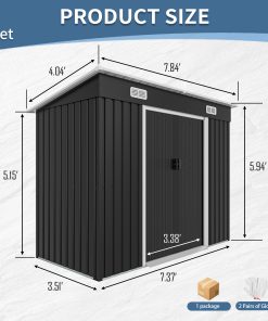 8x4FT Galvanized Steel Shed