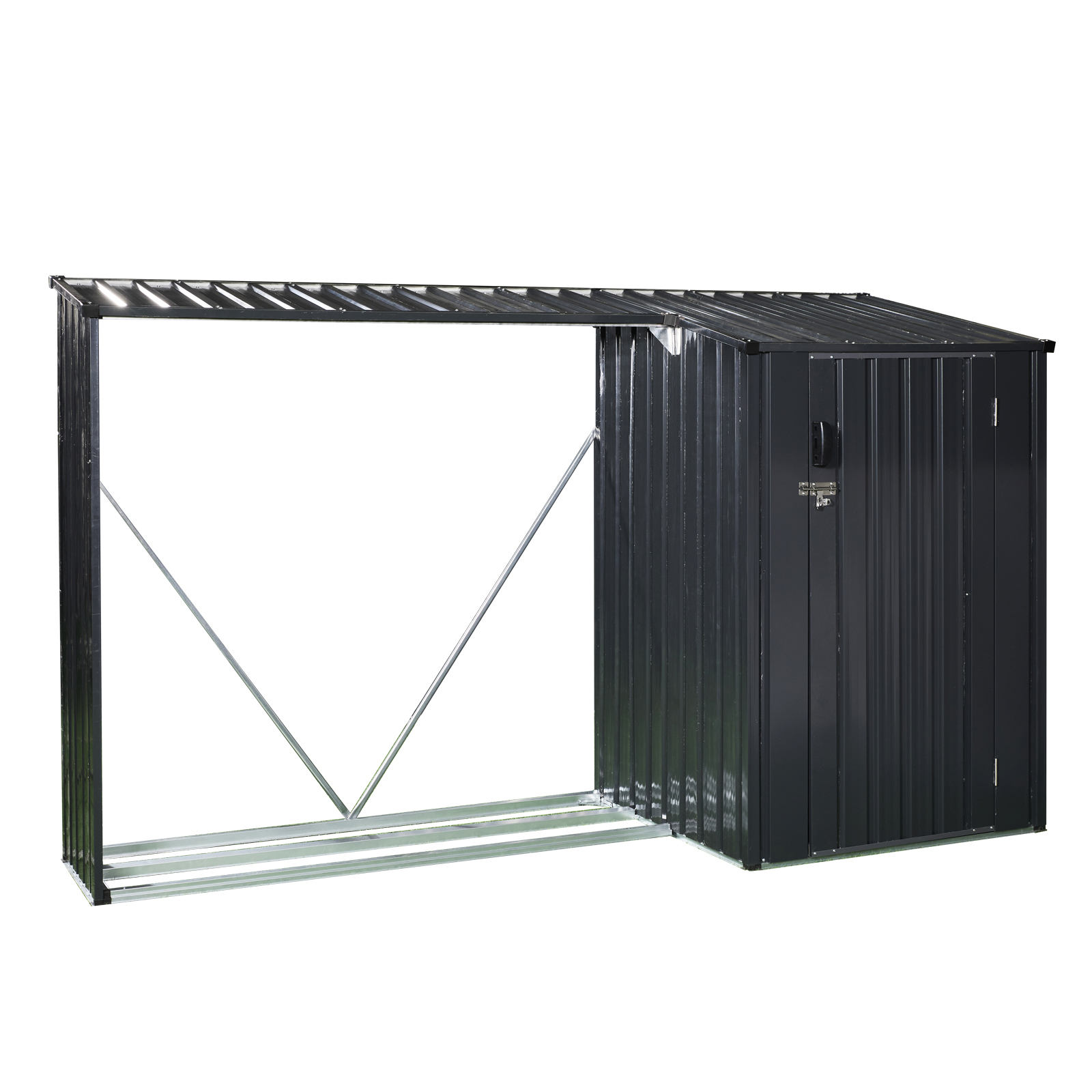 3x8ft Outdoor Metal Firewood Shed
