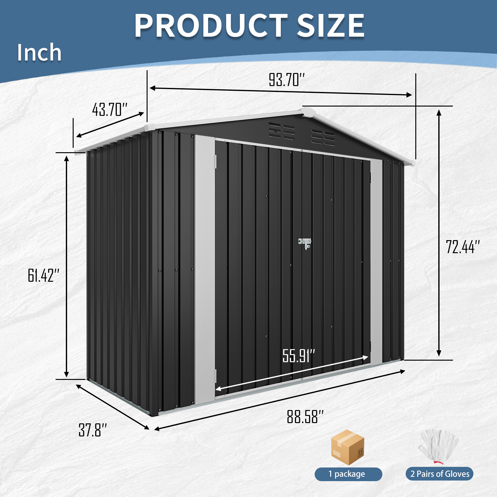 8FT x 4FT Outdoor Metal Storage Shed