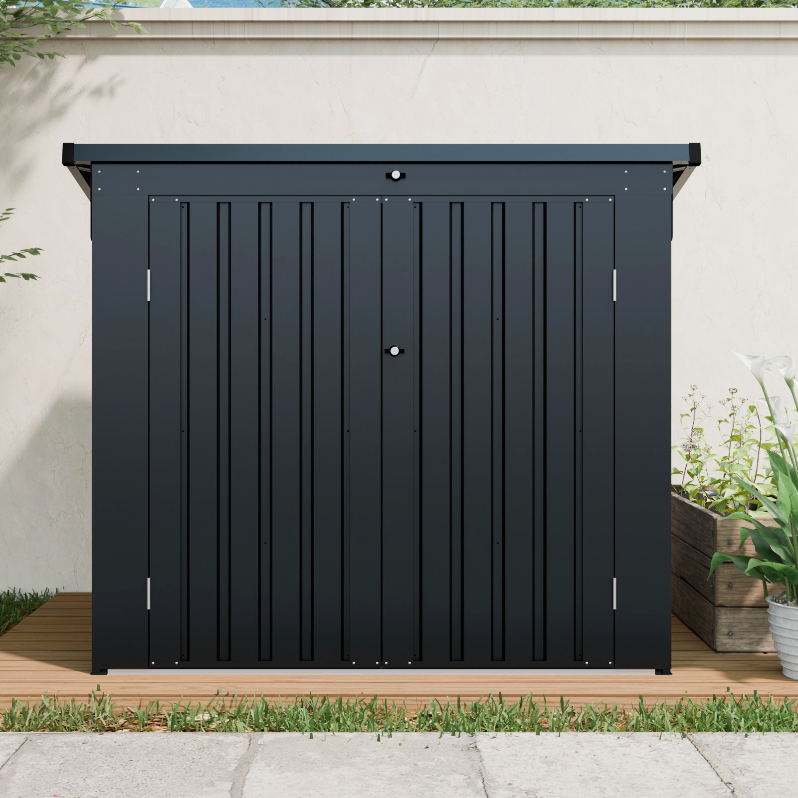 Garbage Bin Shed Stores 2 Trash Cans