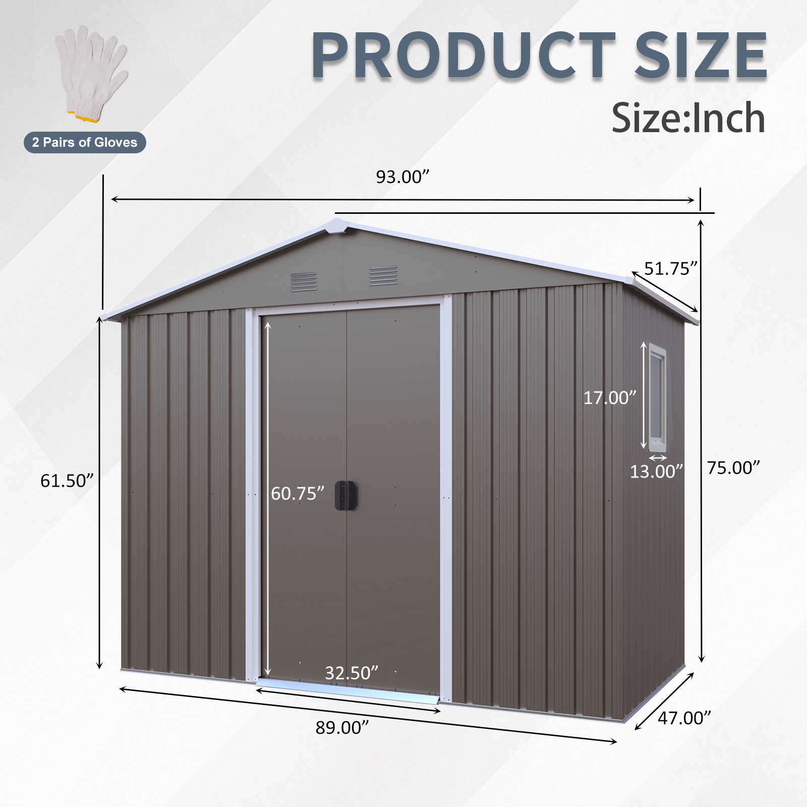 8 x 4ft Outdoor Metal Storage Shed