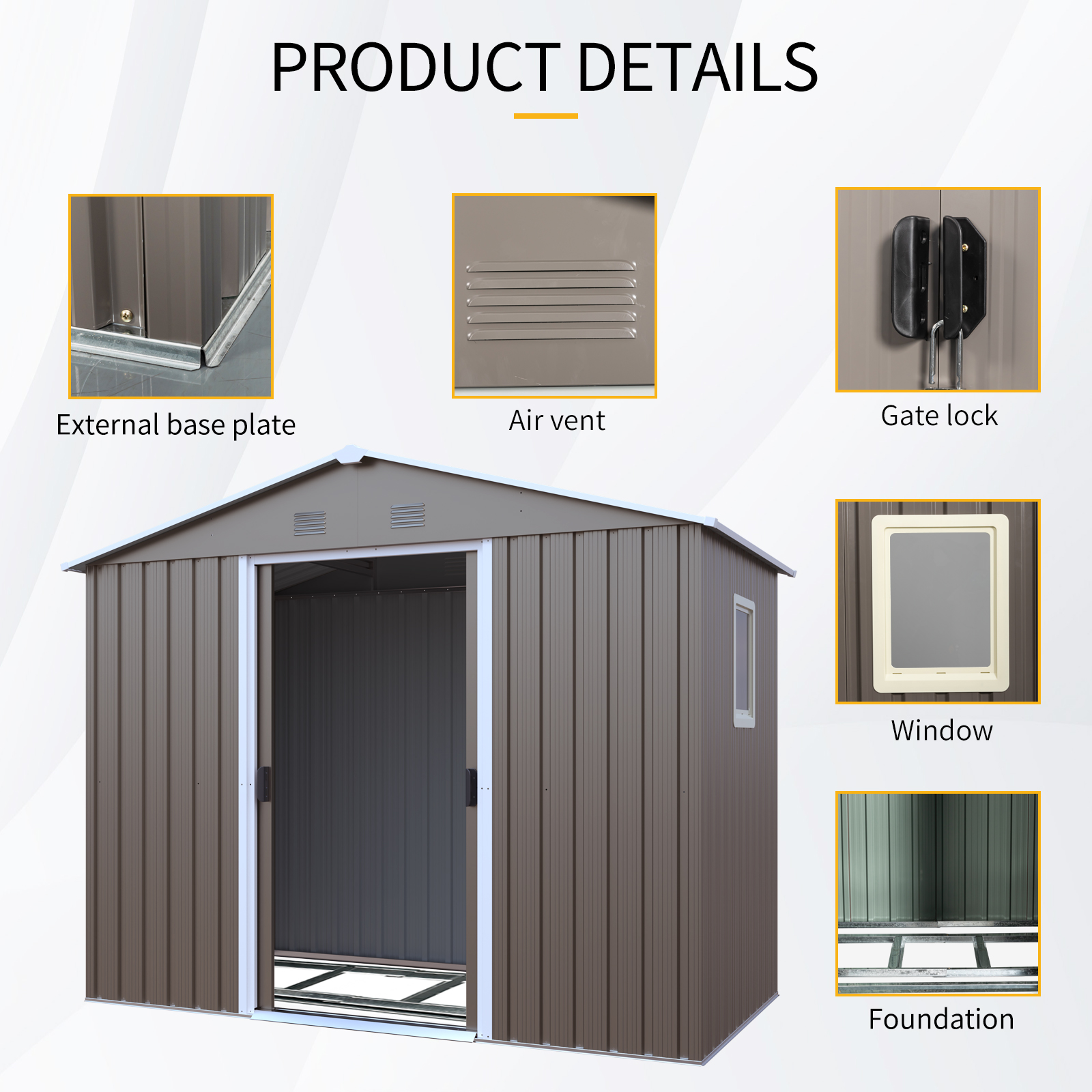 8 x 4ft Outdoor Metal Storage Shed