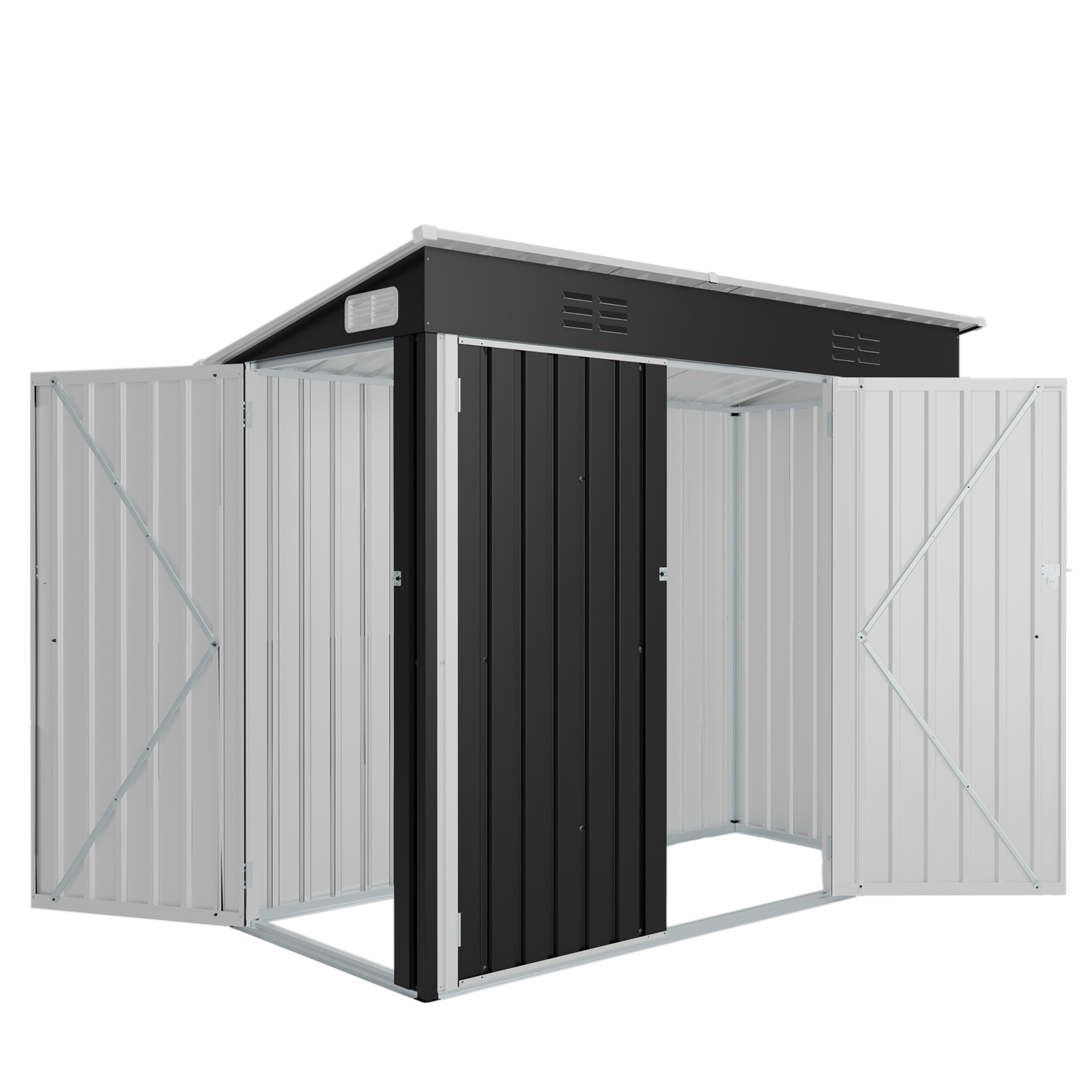 4x8 FT Galvanized Steel Outdoor Storage Shed