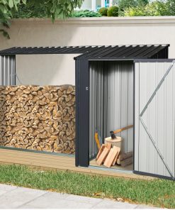 3x8ft Outdoor Metal Firewood Shed