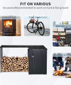 3x8ft Outdoor Metal Firewood Shed