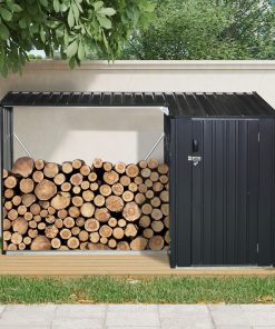3x8ft Outdoor Metal Firewood Shed