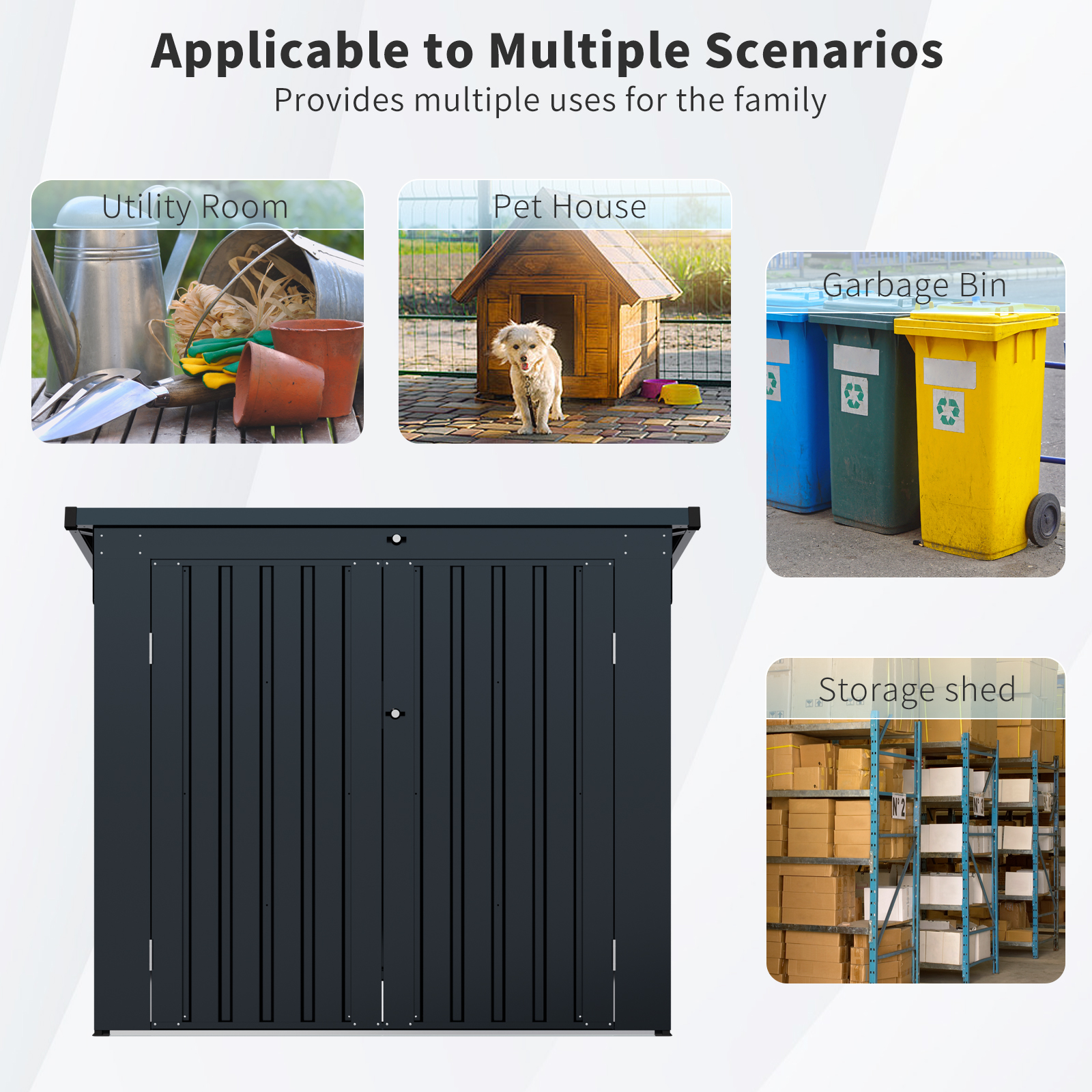Garbage Bin Shed Stores 2 Trash Cans